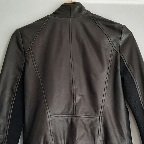 TROUVE Genuine Leather Moto Jacket Side Zip Black Sz XS - Picture 10 of 16